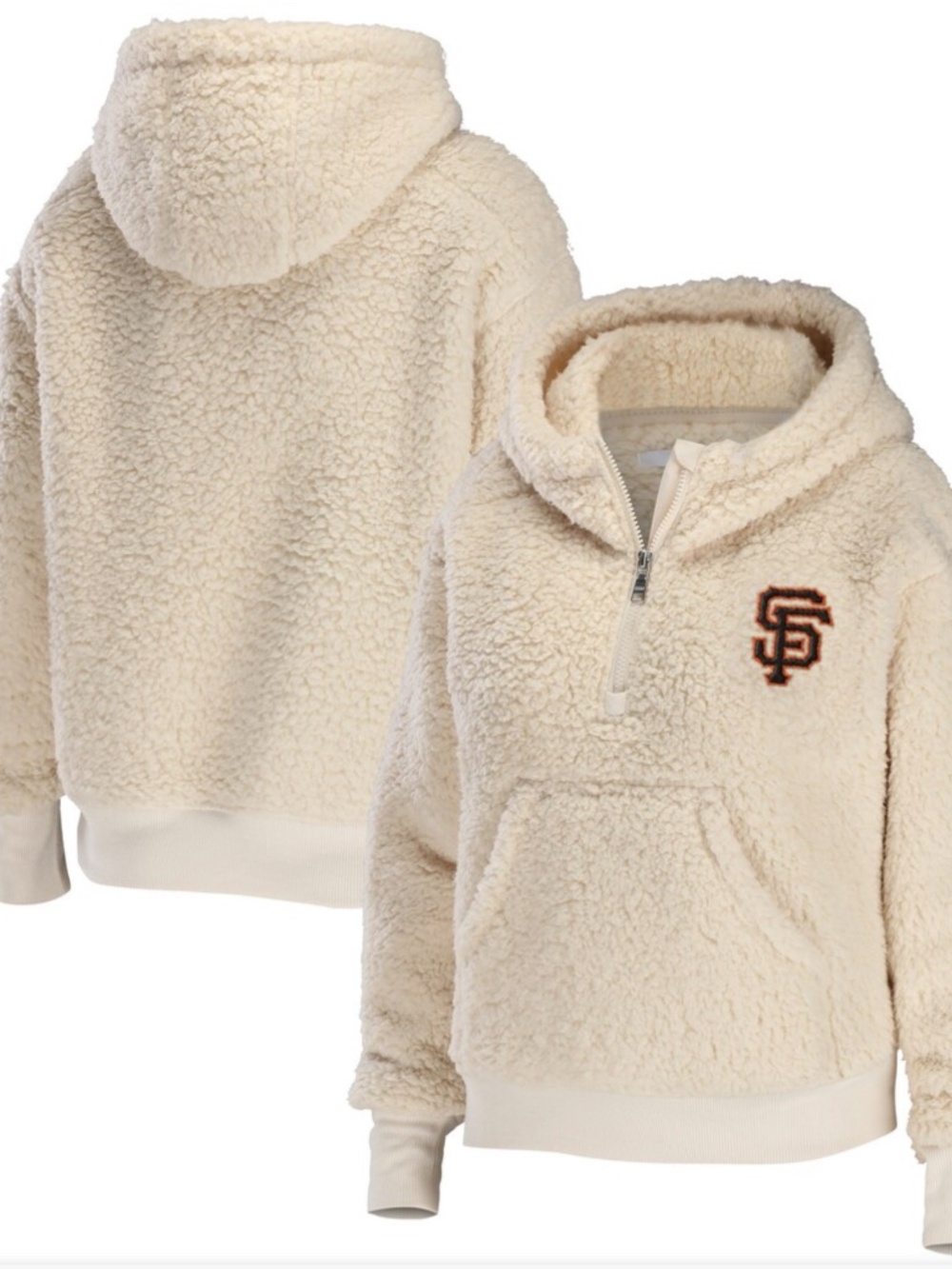 WEAR by Erin Andrews San Francisco Giants Cream Sherpa Quarter-Zip Hoodie - M